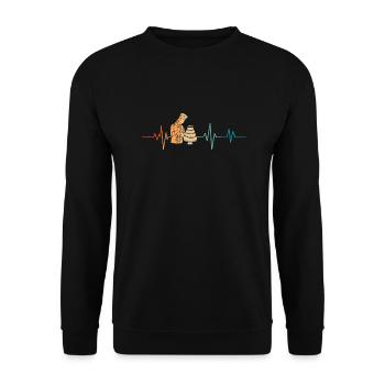 Retro Pastry Heartbeat - Unisex Sweatshirt - black - Front - Alina (178cm) & Michal (187cm)