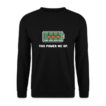 You power me up - Unisex Sweatshirt - black - Front - Alina (178cm) & Michal (187cm)