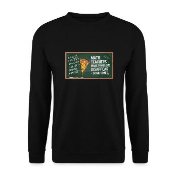 Lustiges Mathelehrer Design Pizza & Probleme lösen - Unisex Pullover - Schwarz - Vorne - Alina (178cm) & Michal (187cm)