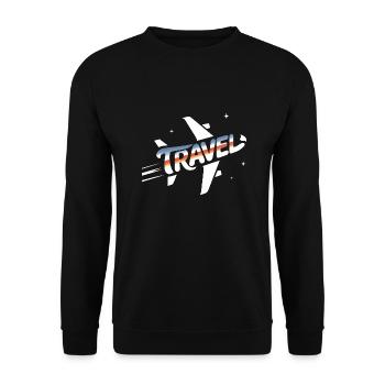 Travel Plane - Cool Holiday Pictogram - Unisex Sweatshirt - black - Front - Alina (178cm) & Michal (187cm)