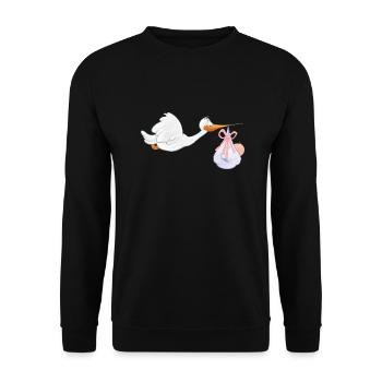 storch mit baby - Unisex Pullover - Schwarz - Vorne - Alina (178cm) & Michal (187cm)