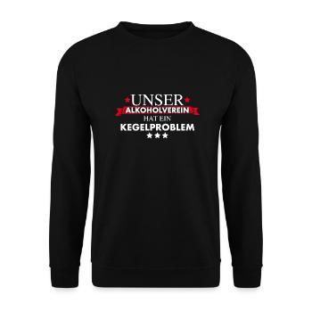 Kegelverein Alkoholproblem - Unisex Pullover - Schwarz - Vorne - Alina (178cm) & Michal (187cm)