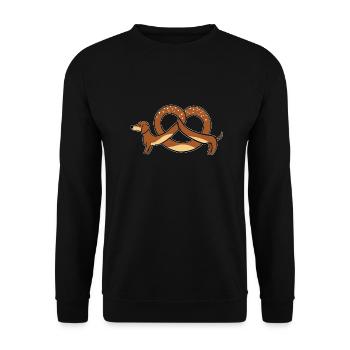 Brezeldackel dunkel - Unisex Pullover - Schwarz - Vorne - Alina (178cm) & Michal (187cm)