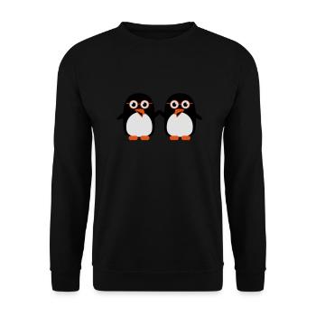 pinguine_geeks_c3 - Unisex Pullover - Schwarz - Vorne - Alina (178cm) & Michal (187cm)