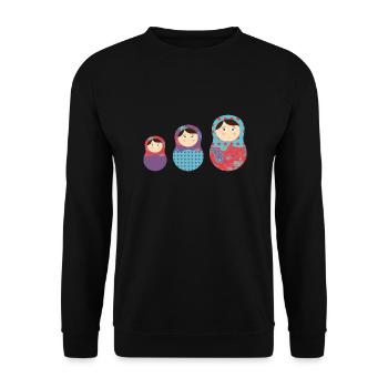 matriochkas - Unisex Pullover - Schwarz - Vorne - Alina (178cm) & Michal (187cm)