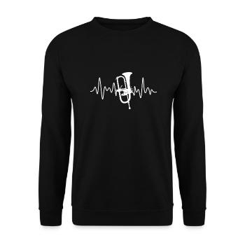 Flugelhorn, heartbeat, motif, gift - Unisex Sweatshirt - black - Front - Alina (178cm) & Michal (187cm)