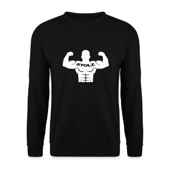Stolzer Bodybuilder - Unisex Pullover - Schwarz - Vorne - Alina (178cm) & Michal (187cm)