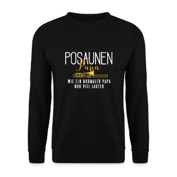 Cooler Posaunen Papa - Unisex Pullover - Schwarz - Vorne - Alina (178cm) & Michal (187cm)