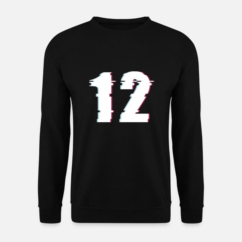 12 Twelve Twelve Number Effect Distorted Number - Unisex Sweatshirt - black