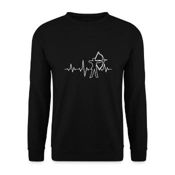 Bow and arrow heartbeat gift archer - Unisex Sweatshirt - black - Front - Alina (178cm) & Michal (187cm)