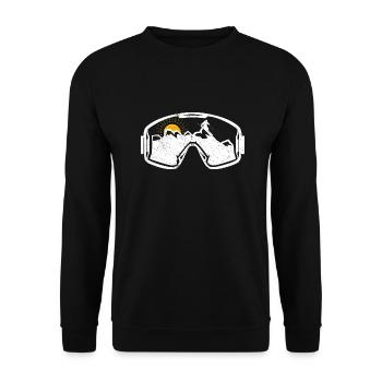 Winter Sports Goggles Skiing Snowboard Ski Resort - Unisex Sweatshirt - black - Front - Alina (178cm) & Michal (187cm)
