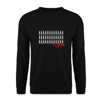 Mein Weg Motiv - Unisex Pullover - Schwarz - Vorne - Alina (178cm) & Michal (187cm)
