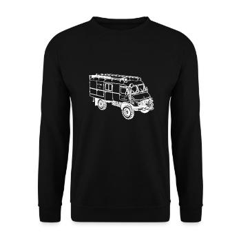Unimog - Oldtimer - Tout-terrain - Pompiers - Sweat-shirt Unisexe - noir - Devant - Alina (178cm) & Michal (187cm)