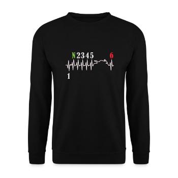 Motorcycle Gear Shift Heartbeat Biker - Unisex Sweatshirt - black - Front - Alina (178cm) & Michal (187cm)