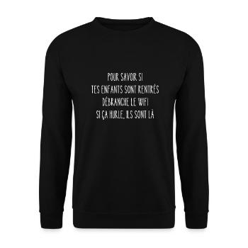 débranche le wifi - Sweat-shirt Unisexe - noir - Devant - Alina (178cm) & Michal (187cm)