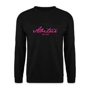 Abi '23 Motto mit Stil - Abitur Established 2023 - Unisex Pullover - Schwarz - Vorne - Alina (178cm) & Michal (187cm)