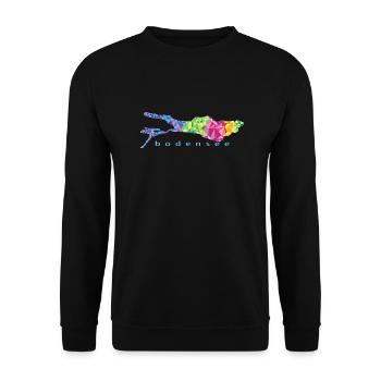 Bodensee colored blue font - Unisex Pullover - Schwarz - Vorne - Alina (178cm) & Michal (187cm)