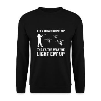 Feet Down Guns Up Thats The Way We Light'em Up - Unisex Sweatshirt - black - Front - Alina (178cm) & Michal (187cm)