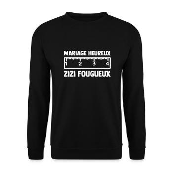 EVG Humour Futur Marié Mariage Heureux Zizi Garçon - Sweat-shirt Unisexe - noir - Devant - Alina (178cm) & Michal (187cm)