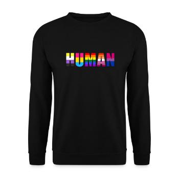 MENSCHLICHE Flaggen - Unisex Pullover - Schwarz - Vorne - Alina (178cm) & Michal (187cm)