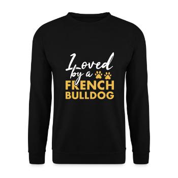 Aimé par un bouledogue français - Sweat-shirt Unisexe - noir - Devant - Alina (178cm) & Michal (187cm)