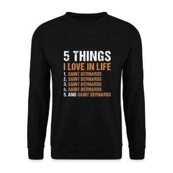 5 choses que j’aime dans la vie Saint-Bernard - Sweat-shirt Unisexe - noir - Devant - Alina (178cm) & Michal (187cm)