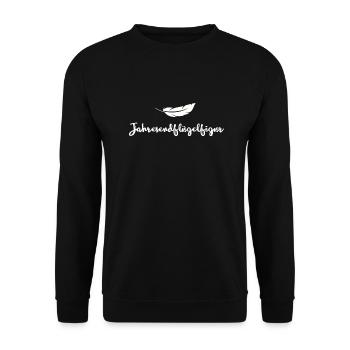 Jahresendflügelfigur Feder Engel Weihnachten - Unisex Pullover - Schwarz - Vorne - Alina (178cm) & Michal (187cm)