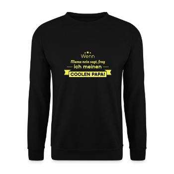 Cooler Papa Spruch - Unisex Pullover - Schwarz - Vorne - Alina (178cm) & Michal (187cm)