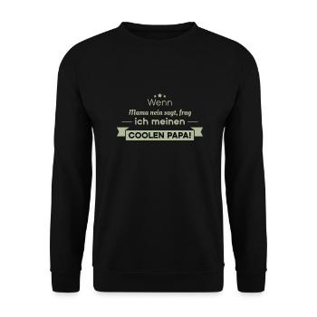 cooler Papa Sprüche - Unisex Pullover - Schwarz - Vorne - Alina (178cm) & Michal (187cm)