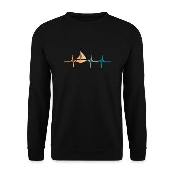 Herzschlag des Segelboots - Unisex Pullover - Schwarz - Vorne - Alina (178cm) & Michal (187cm)