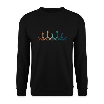 die Gitarre liegt in meiner DNA - Unisex Pullover - Schwarz - Vorne - Alina (178cm) & Michal (187cm)