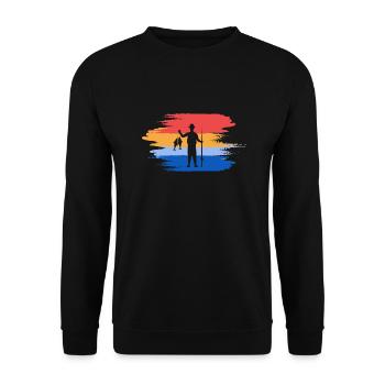 Angler Fishing Retro - Unisex Sweatshirt - black - Front - Alina (178cm) & Michal (187cm)