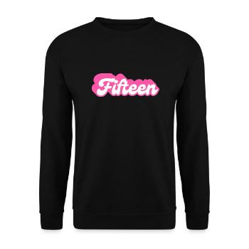 Fifteen Birthday - 15th Birthday Retro Pink - Unisex Sweatshirt - black - Front - Alina (178cm) & Michal (187cm)