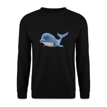 Willibald der freundliche Wal - Unisex Pullover - Schwarz - Vorne - Alina (178cm) & Michal (187cm)