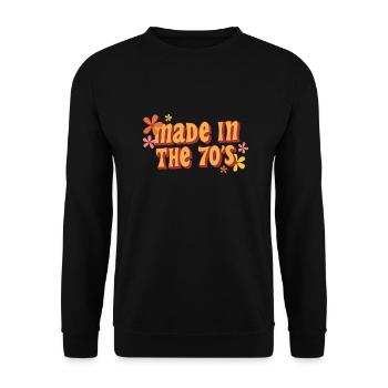 hergestellt in den 70er Jahren - Unisex Pullover - Schwarz - Vorne - Alina (178cm) & Michal (187cm)