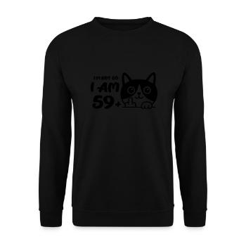 I'm Not 60, I Am 59 Plus 1 Middle Finger Cat Flip - Unisex Sweatshirt - black - Front - Alina (178cm) & Michal (187cm)