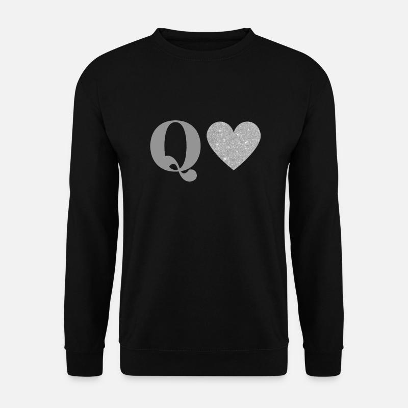 Silbernes Herz Q Buchstabe - Unisex Pullover - Schwarz