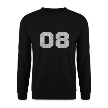 Nummer 8 Silberglitter - 8. Jahrestag - Unisex Pullover - Schwarz - Vorne - Alina (178cm) & Michal (187cm)