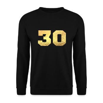 Numéro 30 paillettes doré - 30e anniversaire - Sweat-shirt Unisexe - noir - Devant - Alina (178cm) & Michal (187cm)