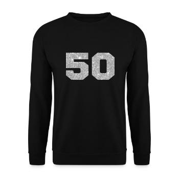 Number 50 Silver Glitter - 50th Anniversary - Unisex Sweatshirt - black - Front - Alina (178cm) & Michal (187cm)