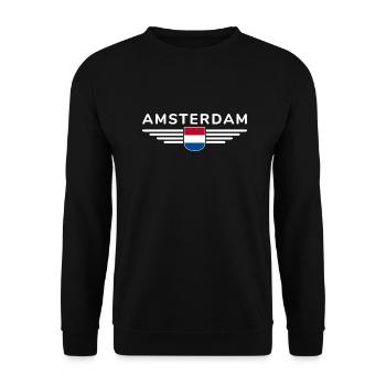 T-shirt Amsterdam Fan pour les amoureux de la Hollande - Sweat-shirt Unisexe - noir - Devant - Alina (178cm) & Michal (187cm)