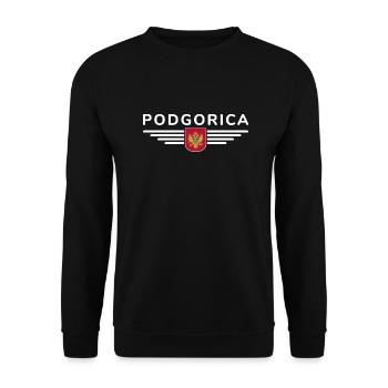 Podgorica Design – Hauptstadt-Moment - Unisex Pullover - Schwarz - Vorne - Alina (178cm) & Michal (187cm)