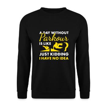 Traceur A Day Without Parkour - Unisex Sweatshirt - black - Front - Alina (178cm) & Michal (187cm)