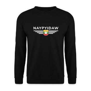 Naypyidaw T-Shirt – Capital Style - Unisex Sweatshirt - black - Front - Alina (178cm) & Michal (187cm)