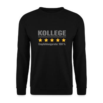Empfehlungsrate 100 Prozent - kollege - Unisex Pullover - Schwarz - Vorne - Alina (178cm) & Michal (187cm)