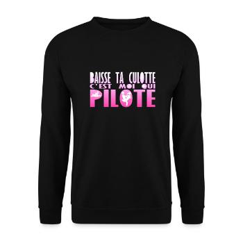 baisse culotte moi pilote humour sexe position kam - Sweat-shirt Unisexe - noir - Devant - Alina (178cm) & Michal (187cm)