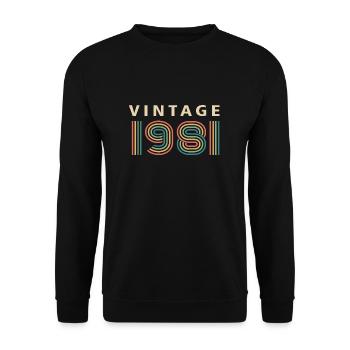 VINTAGE 1981 - Unisex Pullover - Schwarz - Vorne - Alina (178cm) & Michal (187cm)