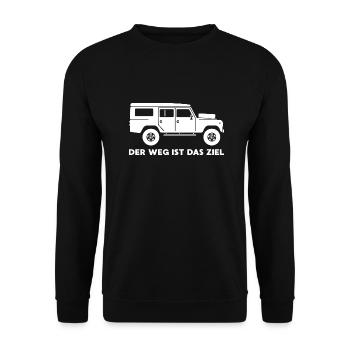 Weg ziel Offroad Fahrzeug Geschenk Geländewagen - Unisex Pullover - Schwarz - Vorne - Alina (178cm) & Michal (187cm)