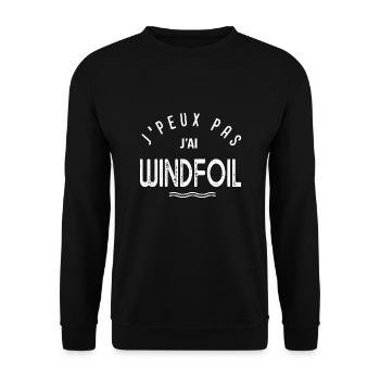 J'peux pas j'ai windfoil cadeau sport windsurf - Sweat-shirt Unisexe - noir - Devant - Alina (178cm) & Michal (187cm)