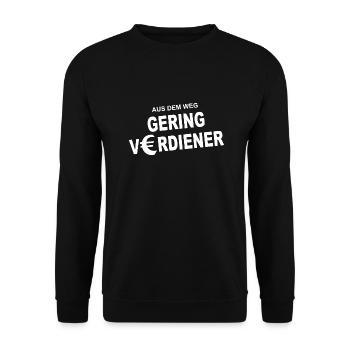 Aus dem Weg Geringverdiener - Unisex Pullover - Schwarz - Vorne - Alina (178cm) & Michal (187cm)